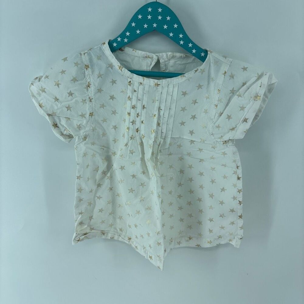 Crewcuts J crew white gold star white cotton shirt